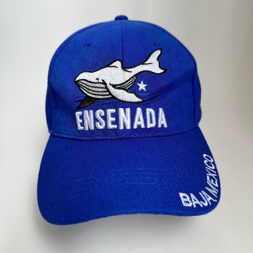 Baja Mexico Ensenada Baseball Hat Embroidery Whale & Flag Adjustable Strap Cap